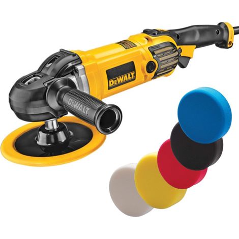 Dewalt DWP849X Premium 180mm Variable Speed Polisher 240V & x5 Polishing Pads (1/3)