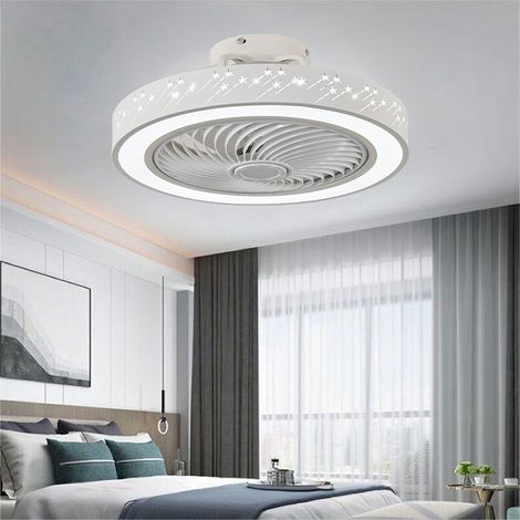 Ventilateur de Plafond Sans Pales 50 cm Blanc avec Lumière LED Dimmable, Télécommande, Plafonnier Ventilateur Moderne pour Chambre et Salon (1/4)