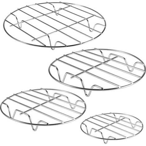 4-teiliges Set: Backofenrost, Dampfeinsatz aus Edelstahl, Mikrowellenrost, Dampfkorb, runder Mikrowellenrost. Ideal zum Backen, Kochen und mehr... (1/5)