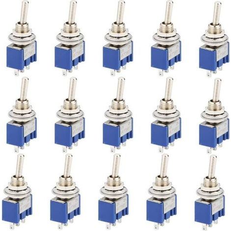Packung mit 15 SPDT-3-Pin-Kippschaltern – AC 125 V 6 A – Selbstverriegelnder Schalter für Elektronik und Kfz (1/5)