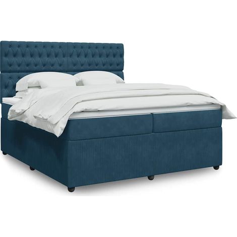 Boxspringbett mit Matratze Dunkelblau 200x200 cm Samt