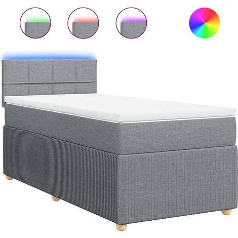 Maison Exclusive - Cama box spring con colchón tela gris claro 90