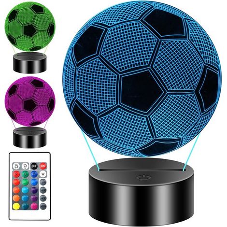 Veilleuse football LED – 16 couleurs – Télécommande – Décoration chambre – Cadeau 7-12 ans (1/5)