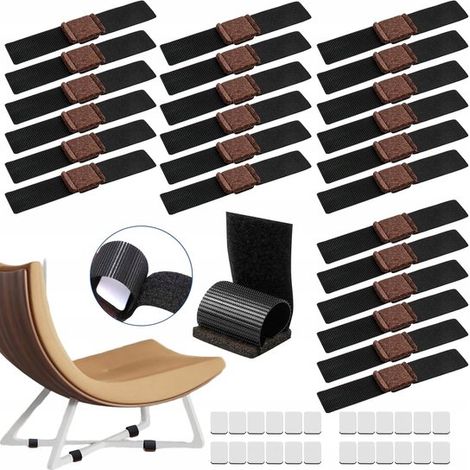24 patins en feutre avec fermeture Velcro, patins antidérapants pour pieds de tabouret, protège-pieds, protections intégrales en feutre pour chaises luge, chaises berçantes, antidérapants (1/5)