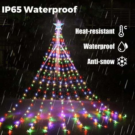 Aofonchy Solar Christmas Tree Lights with Star, 3M Strings 288LED Christmas Lights with Remote Control, Waterproof Luminous Chains, Christmas Decoration Lights for Tree Garden (1/4)