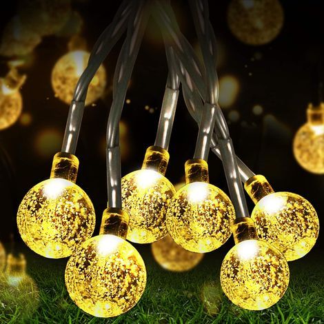 Solar-Lichterkette, 60 LEDs, 11 m, 8 Modi, wasserdicht, Kristallkugel-Design für Feste, Gärten, Terrassen, Bäume, Hochzeiten, Geburtstage, Innen- und Außenbereich, warmweiß (1/5)