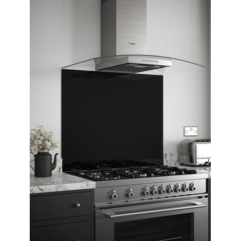 Splashback Black Sparkle Glass Kitchen Backsplash 900mm x 750mm x 6mm (1/3)
