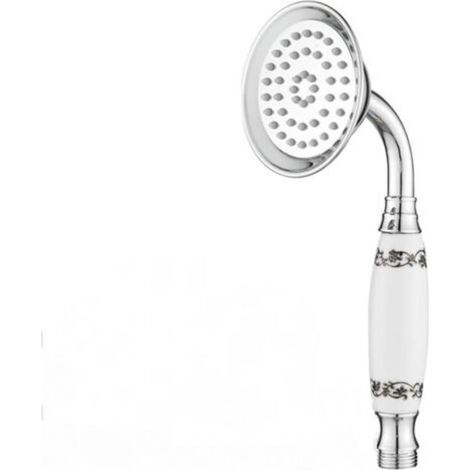 Pommeau de douche classique, douchette à main de style téléphone traditionnel, poignée en céramique rétro, douchette à main chromée victorienne (céramique à motifs) (1/4)