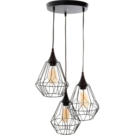 Lampada a sospensione a filo Kaore in metallo nero D25cm - Atmosphera créateur d'intérieur (1/5)