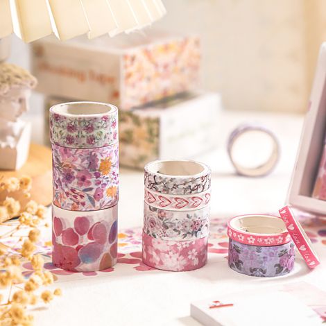 Ruban adhésif décoratif Mr. Paper and Paper Set Washi Tape, devenu plus tard la série Wind and Moon, ruban adhésif décoratif à imprimé floral frais et délicat, 10 rouleaux. (1/5)