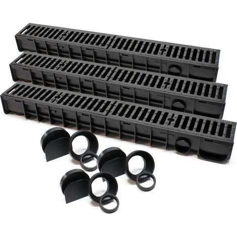 Wiltec – Caniveau de douche 3x – 1000 x 140 x 115 mm – Grille en fonte antidérapante – Capacité de charge 12,5 t – Drainage efficace des eaux usées (1/6)