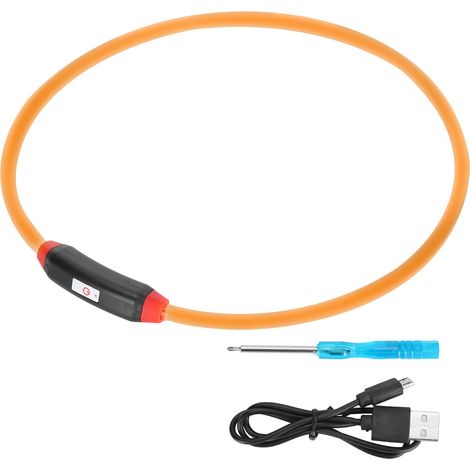 Wiederaufladbares LED-Antibiss-Hundehalsband über USB, verstellbar und individuell anpassbar, mit gelbem Licht. (1/5)