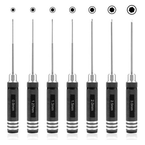 Pair 7-teiliges Sechskantschraubendreher-Set – RC-Schraubendreher-Werkzeugset (0,9 mm, 1,27 mm, 1,3 mm, 1,5 mm, 2,0 mm, 2,5 mm, 3,0 mm) für RC-Modellhubschrauber