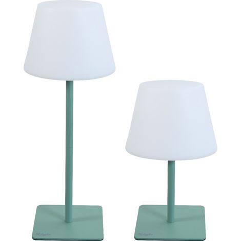 LAMPADA LED K-LIGHT DUE IN UNO DA TAVOLO RICARICABILE DI COLORE VERDE IN ACCIAIO E PE 15x15x38/24 H cm (1/2)