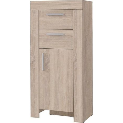Cómoda Melfeli 105, Roble Sonoma, Con cajones y puertas, Número de cajones: 2, 131x60x42cm