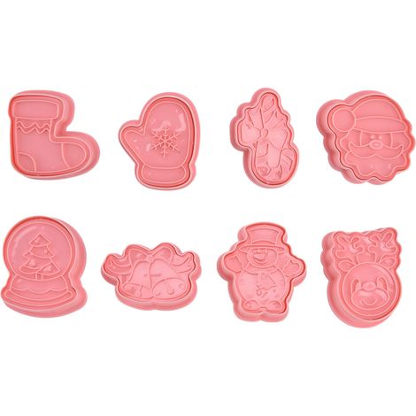 8-teiliges Kuchenformen-Set, rosa, zum Selbermachen, niedliche Weihnachtskuchenformen, sicher, zuverlässig und langlebig, Obstausstecher für die heimische Küche (1/5)