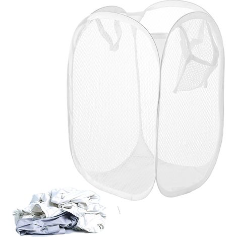 Panier à linge pliable en filet, avec poignée résistante, facile à ouvrir et à plier pour un rangement à plat (1/5)