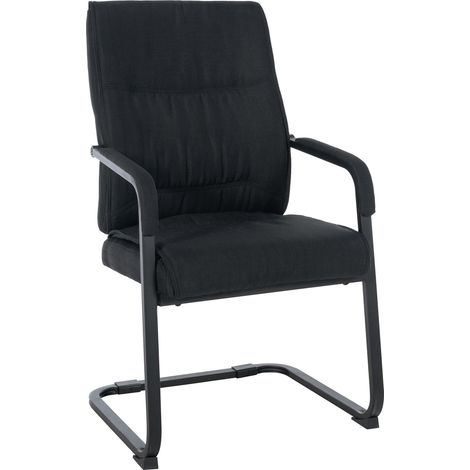 Sedia visitatore XXL senza ruote comoda e di design in tessuto nero BUR10699