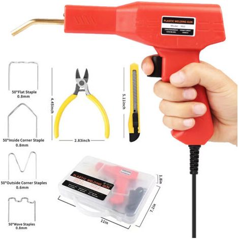 Pistolet à souder pour réparer plastique – 400 agrafes – Conception ergonomique – Résistance élevée aux chocs – Réparation pare-chocs automobile
