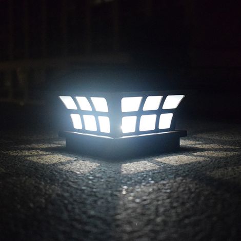 Faro per palo di recinzione – a energia solare – impermeabile – per esterni – per terrazza/giardino – luce bianca – per cortile