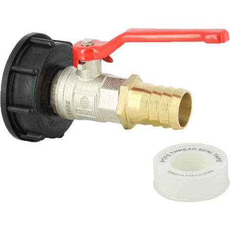 Raccord S60X6 - Vanne 1/4 de tour laiton + Embout droit 25 mm (1/3)