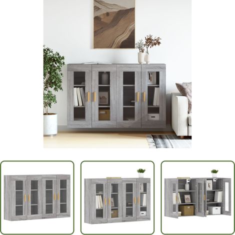 vidaXL Armoire suspendue -  Armoires murales 2 pcs sonoma gris bois d'ingénierie (1/5)