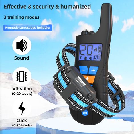 Collare per addestramento cani ricaricabile con funzioni di vibrazione, suono e luce, impermeabile IPX67, adatto a tutti i cani - ALTRO (1/3)