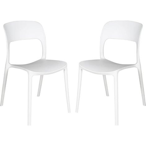 Set 2 Sedie Impilabili in polipropilene 83x56x46 cm Colore Bianco Design Moderno (1/5)