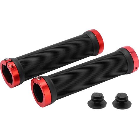 2 pièces Poignées Vélo Antidérapantes avec Bouchons Plastique pour Guidon 22mm Route et VTT Rouge (1/5)