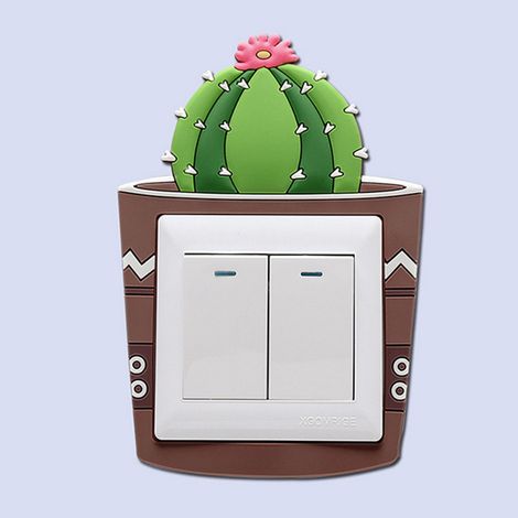 Autocollant adhésif souple et lumineux pour interrupteur, motif cactus boule, idéal pour décorer salon et chambre. (1/5)