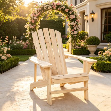 Chaise de jardin traditionnelle au design distinctif, chaise de jardin Adirondack classique, chaise de relaxation polyvalente (1/4)