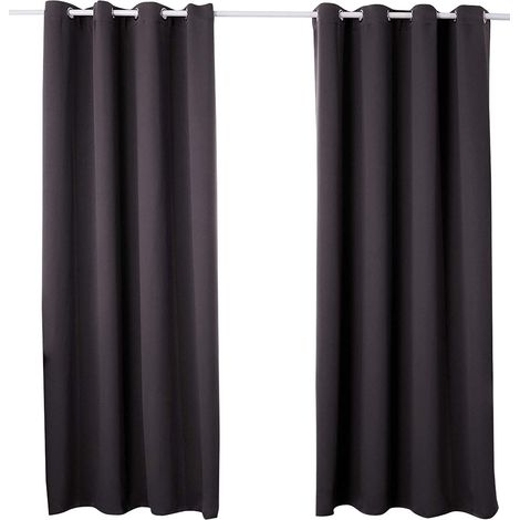 WOLTU 2 pièces Rideaux occultant à œillets pour fenêtre Porte, Thermique Isolant, 135x175cm, Anthracite VH5879an-2 (1/4)