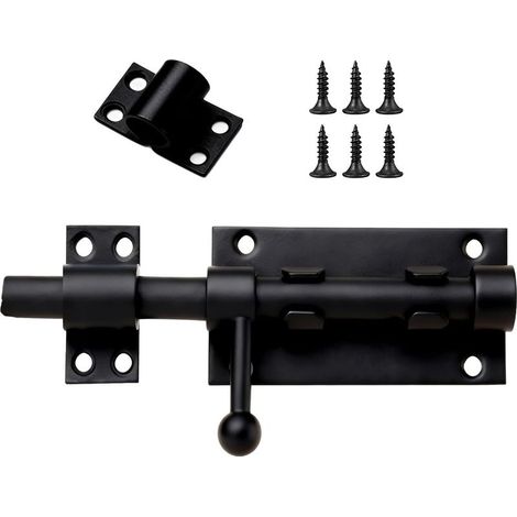Serratura di porta per Esterno in Acciaio Inox di Spessore Nero – Lock Portale & dispositivo di chiusura della Porta, Serratura Bodyslide 125 mm, Ideale per il Blocco attrezzi da Giardino, l'Intern (1/5)