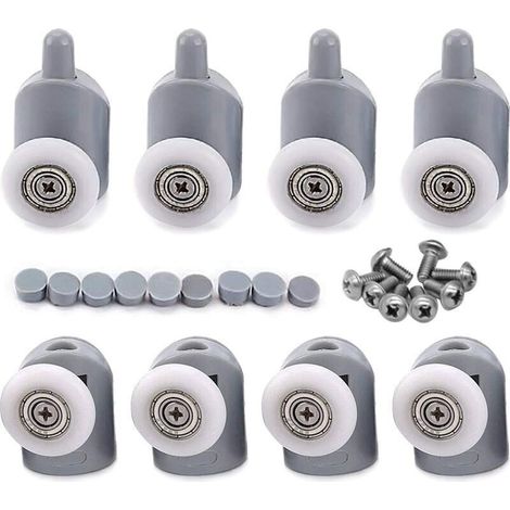 8 Pcs 23mm Galet Rouleau Roulette Roue pour Porte de Douche, Roulettes Coulissantes Porte Salle de Bain (1/4)