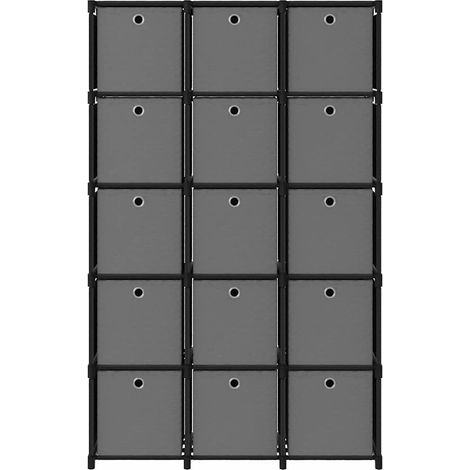 Maison Exclusive - Mobile con 15 Scatole a Cubo Nero 103x30x175,5 cm in Tessuto (1/5)