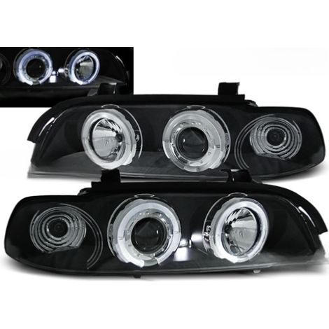 Paire de feux phares BMW serie 5 E39 de 1995 a 2003 angel eyes noir-27361204 (1/2)
