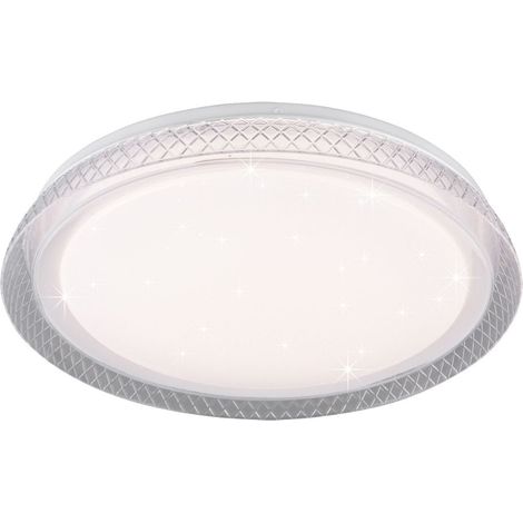 HERACLES PLAFONIERA LED DIFFUSORE BIANCOEFFETTO STELLE CON BORDO TRASPARENTE RIGATO E TELECOMANDO MULTIFUNZION. incl. 1x SMD LED, 15W · 1x 1700lm, 2700 - 6500K (1/4)