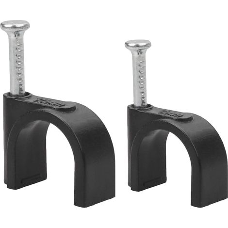Lot de 200 clips de fixation ronds pour câbles électriques - 8 mm et 10 mm - Noir - Pour câbles Ethernet, téléphoniques et TV (1/5)