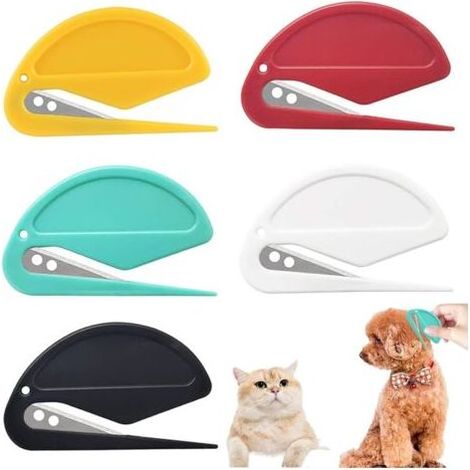 Set mit 5 Katzenknotenschneidern, Hundeknotenkämmen, Haustier-Entwirrungsmesser mit Stahlklinge, Knotenentferner für die Fellpflege (1/5)