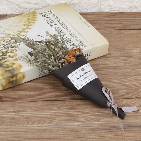 1 bouquet de fleurs séchées, rose artificielle décorative pour la maison, un mariage ou un cadeau (2) (1/4)