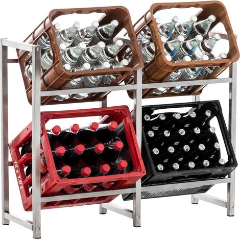 Ripiano per casse bevande 75x91 cm per supporto stoccaggio 4 casse ripiano autoportante in acciaio inox 100003156