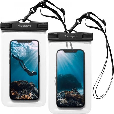 Spigen A601 Universelle wasserdichte Hülle, 2er-Pack - Kristallklar (1/5)