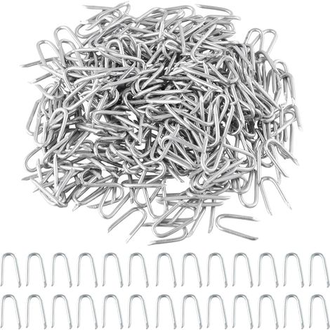 300 Pièces Crampillons U Clous,Clous en U,Agrafes pour Clôture,Crampillons Muraux,Clous de Fixation en U pour Fil de Clôture,Crampillons en Acier,Clous en U pour Fixation de Filets,Clôtures Tissées (1/5)
