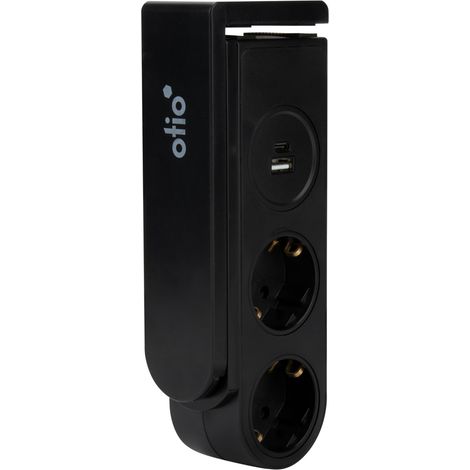 Multiprise 2 prises Schuko 16A + 2 USB A+C - Gekko - Noir - Zenitech