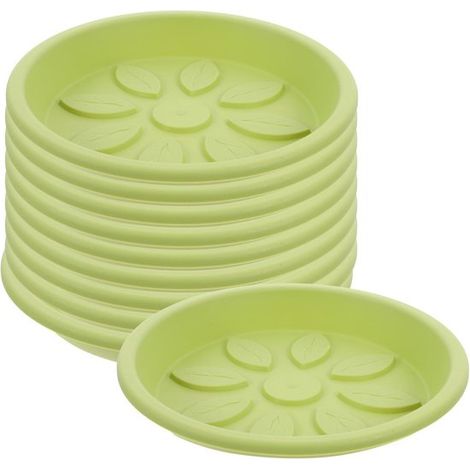 10 runde Untersetzer für Blumentöpfe aus robustem PP Kunststoff, mit stilvoller, wasserfester und auslaufsicherer Funktion, für Zimmerpflanzentöp (1/5)