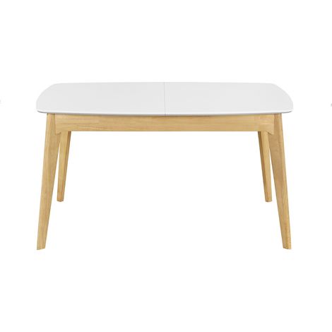 Tisch ausziehbar skandinavisch Weiß und Holz Länge 140-180 cm MEENA