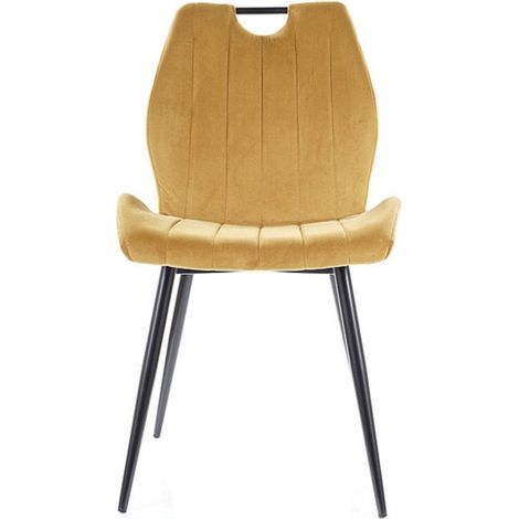 Chaise design métal noir et velours jaune Skal (1/5)