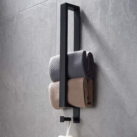 Porte-Serviettes en Acier Inoxydable, Porte-Serviettes sans perçage, Porte-Serviettes invité Auto-adhésif 40cm avec Crochet pour Salle de Bain (1/5)
