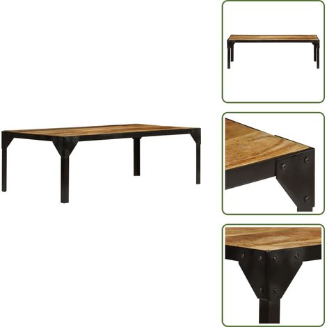 Table basse Bois massif de manguier brut et acier 110 cm - Table Basse Industrielle - Table Basse Design - Table Basse Rustique - Table Basse Vintage - Meubles Industriels (1/5)