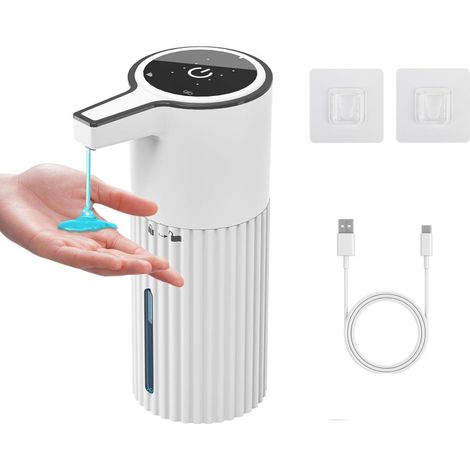 Distributeur de savon automatique sans installation, à induction, pour salle de bain, distributeur de savon liquide blanc. (1/5)